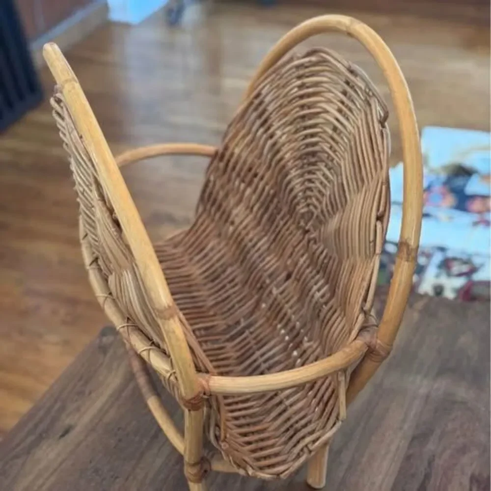 Vintage Rattan Magazine Rack / Record Holder – Boho Decor